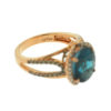 Levian 14k Rose Gold Oval Blue Topaz Diamond Ring