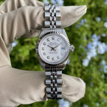 Rolex 69174 Datejust 26mm Stainless Steel White Diamond Dial Ladies Watch