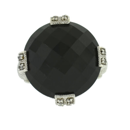 Judith Ripka Sterling Silver Ring W/ Black Onyx Stone