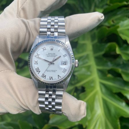 Rolex 16030 Datejust White Roman Numeral Dial Stainless Steel Watch