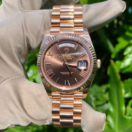 Rolex 228235 Day Date 40mm Rose Gold Chocolate Dial President Watch