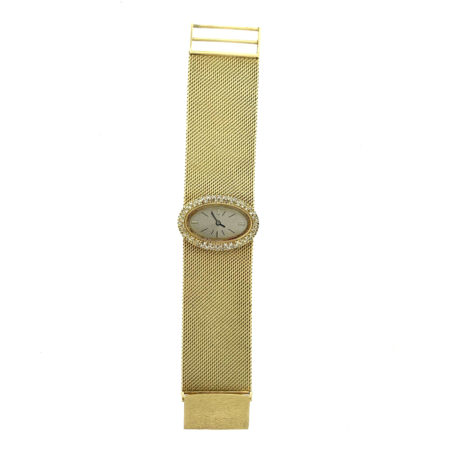 14k Yellow Gold and Diamond Oval Shaped Vintage Ladies Watch