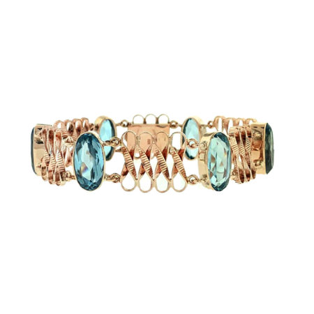 14k Vintage Rose Gold Bracelet W/ Blue Tanzanite Stones