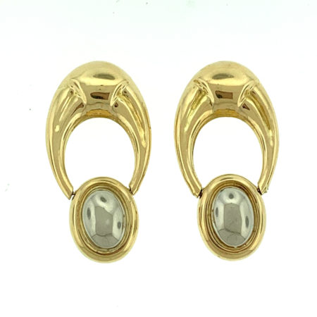 14k Yellow Gold Oval Hoop Ladies Earrings
