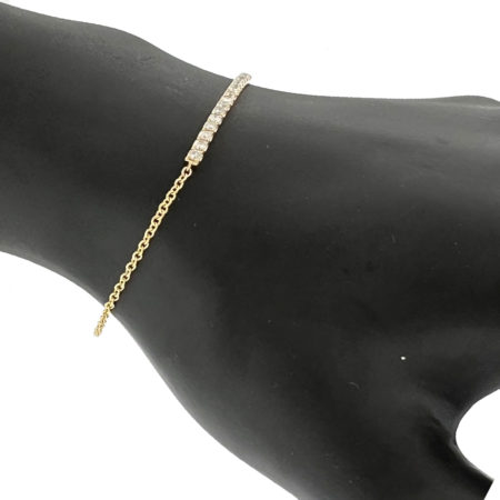 18k Yellow Gold Diamond Station Thin Ladies Bracelet .50 CTW
