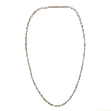 10k White Gold Diamond Tennis Chain Necklace Approx 3 TCW