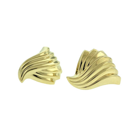 14k Yellow Gold Wave Ladies Earrings