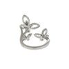 18k White Gold Diamond Butterfly Trio Ring TCW .50 Cts