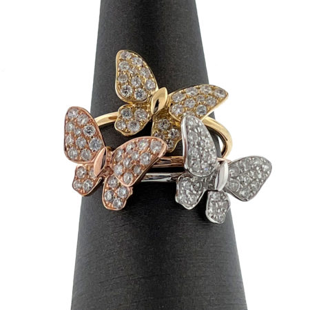 18k Yellow Gold Diamond Butterfly Stackable Ring TCW .25 Ctsutterfly Stackable Ring TCW .25 Cts
