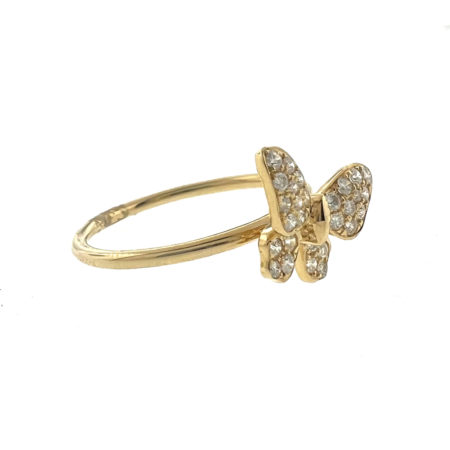 18k Yellow Gold Diamond Butterfly Stackable Ring TCW .25 Cts