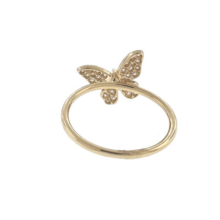 18k Yellow Gold Diamond Butterfly Stackable Ring TCW .25 Cts