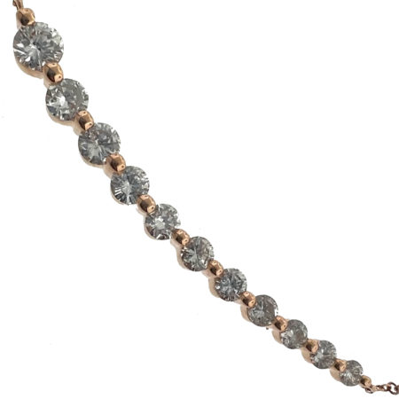 18k Rose Gold Diamond Curving Bar Ladies Necklace .85 TCW