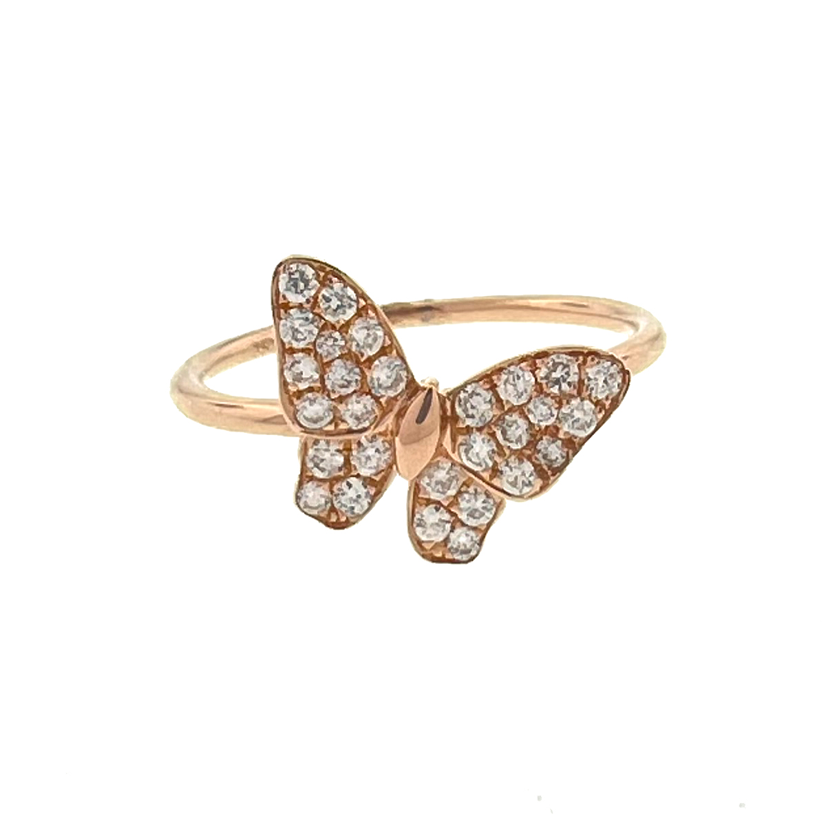 18k Rose Gold Diamond Butterfly Stackable Ring TCW .25 Cts - Boca Pawn ...