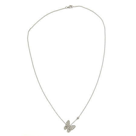 18k White Gold Diamond Butterfly Necklace .62 TCW