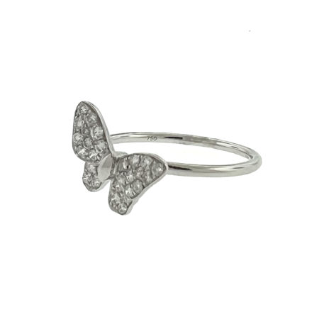 18k White Gold Diamond Butterfly Ring TCW .25 Cts
