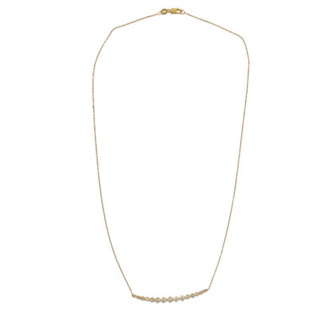 18k Yellow Gold Diamond Curving Bar Ladies Necklace .85 TCW