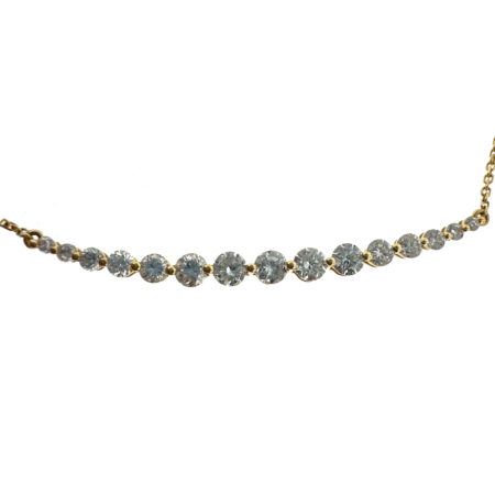 18k Yellow Gold Diamond Curving Bar Ladies Necklace .85 TCW