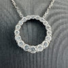 18k White Gold Diamond Circle Ladies Necklace .88 TCW