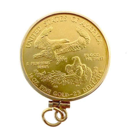 1992 Liberty American Eagle Gold 1/2 oz Coin Pendant