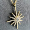 18k Yellow Gold Diamond Starburst Pendant Necklace .40 TCW