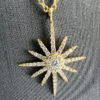 18k Yellow Gold Diamond Starburst Pendant Necklace .40 TCW