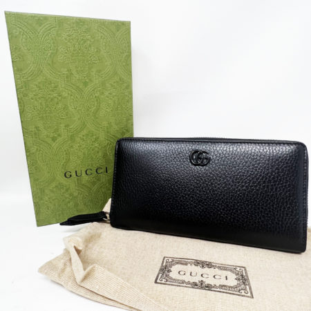 Gucci GG Marmont Zip Around Black Leather Wallet