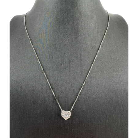 18k White Gold Diamond Heart Drop Ladies Necklace .50 TCW