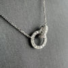 18k White Gold Diamond Interlocking Circle Pendant Ladies Necklace .43 TCW