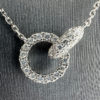 18k White Gold Diamond Interlocking Circle Pendant Ladies Necklace .43 TCW