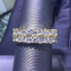 18k Yellow Gold Emerald & Round Cut Diamond Double Eternity Band Ring