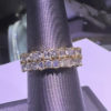 18k Yellow Gold Emerald & Round Cut Diamond Double Eternity Band Ring