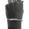 18k White Gold Baguettes & Rounds Diamond Bangle Ladies Bracelet .91 CTW