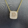 18k Yellow Gold Diamond Square Pendant Necklace .59 TCW