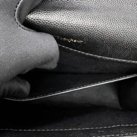 YSL Yves Saint Laurent Black Envelope Matelasse Grain de Poudre Shoulder Bag
