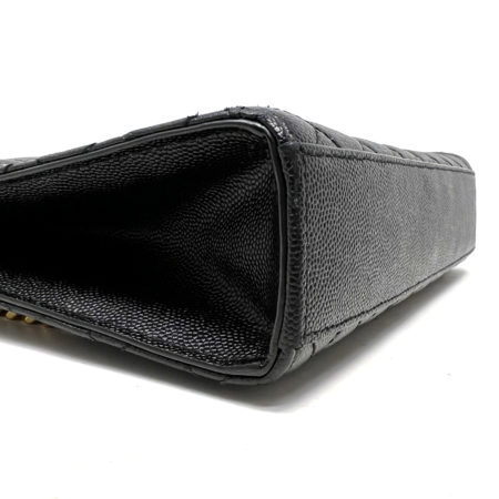 YSL Yves Saint Laurent Black Envelope Matelasse Grain de Poudre Shoulder Bag