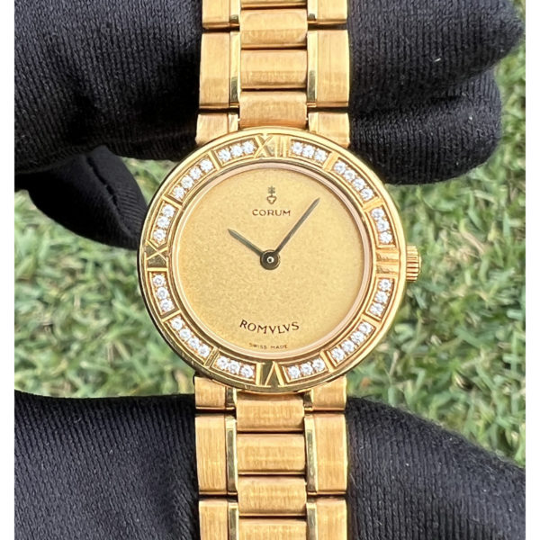 Corum Romulus 18k Yellow Gold Diamond Bezel Ladies Watch Boca