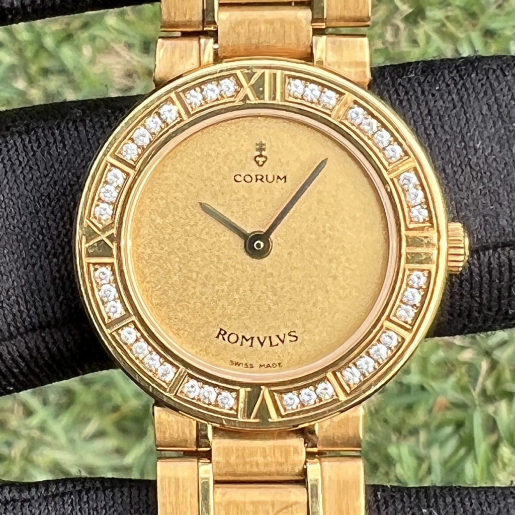 Corum Romulus 18k Yellow Gold Diamond Bezel Ladies Watch