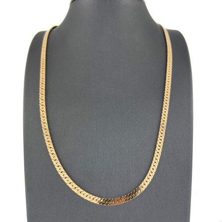 14k Yellow Gold Flat Men's Chain Link Necklace