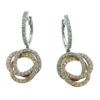 18k White Yellow Rose Gold Tri-Color Diamond Circle Earrings 1.00 TCW