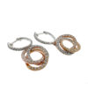 18k White Yellow Rose Gold Tri-Color Diamond Circle Earrings 1.00 TCW