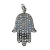 18k White Gold Diamond Hamsa Pendant .75 TCW