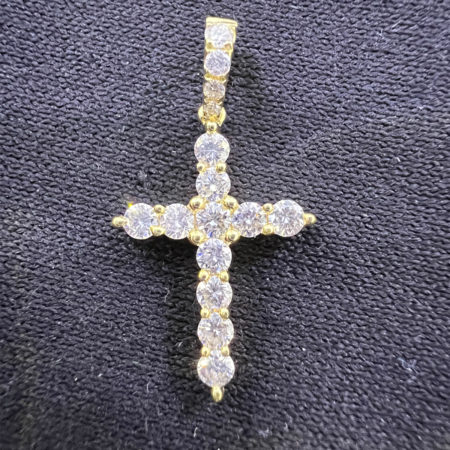 18k Yellow Gold Diamond Cross Pendant .38 TCW