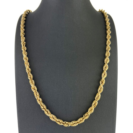 18k Yellow Gold Men's Rope Chain Necklace