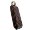 David Yurman Sterling Silver Forged Carbon and Resin Black & Red Dog Tag Pendant