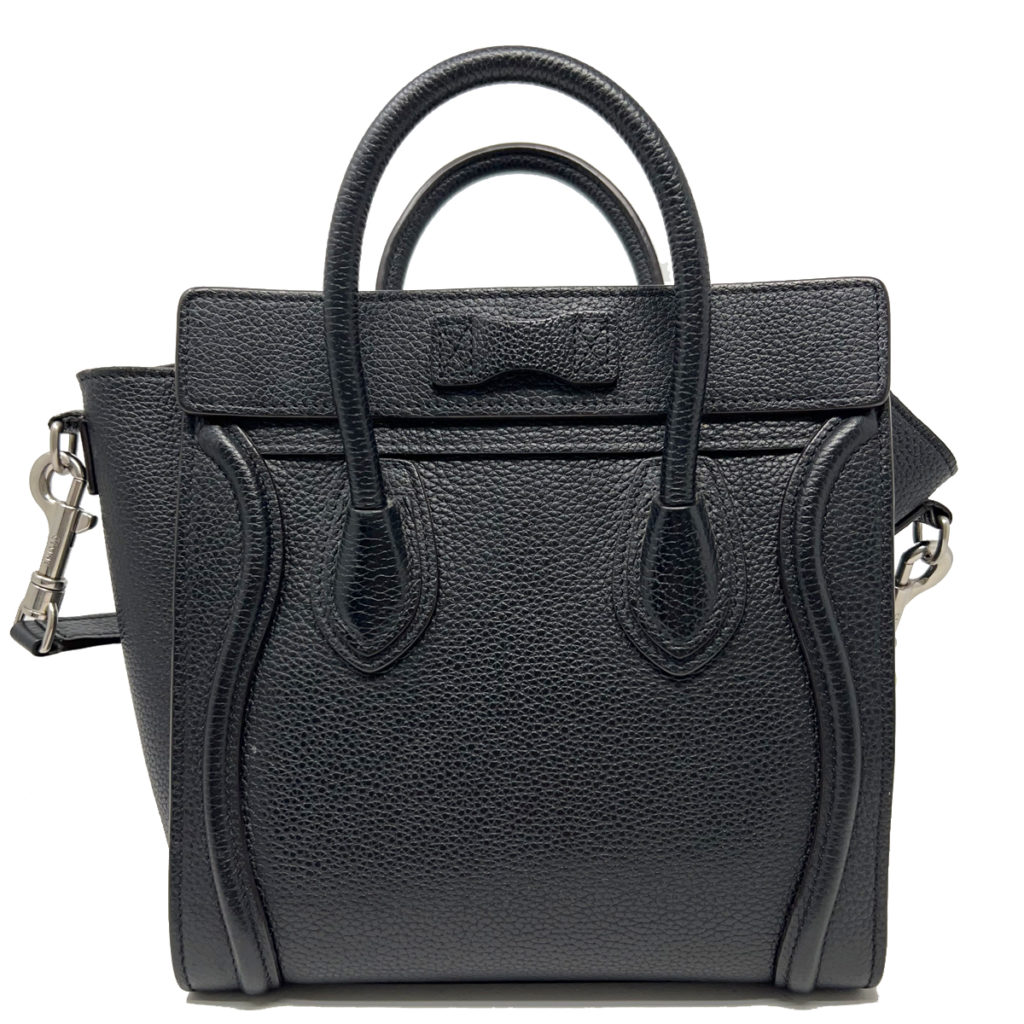 CELINE Black Leather Nano Luggage Shoulder Bag