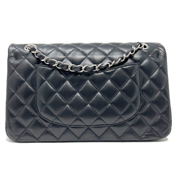 CHANEL Double Flap Black Quilted Lambskin Leather Medium Shoulder Bag -  Boca Pawn