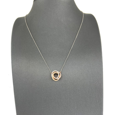 18k White Gold Tri-Color Circle Ladies Necklace .50 TCW