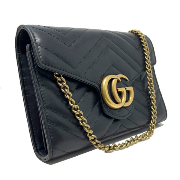 Gucci GG Marmont Matelassé Black Leather Chain Mini Bag - Boca