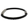 John Hardy Sterling Silver Black Diamond Braided Leather Rope Bracelet