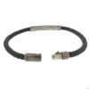 John Hardy Sterling Silver Black Diamond Braided Leather Rope Bracelet